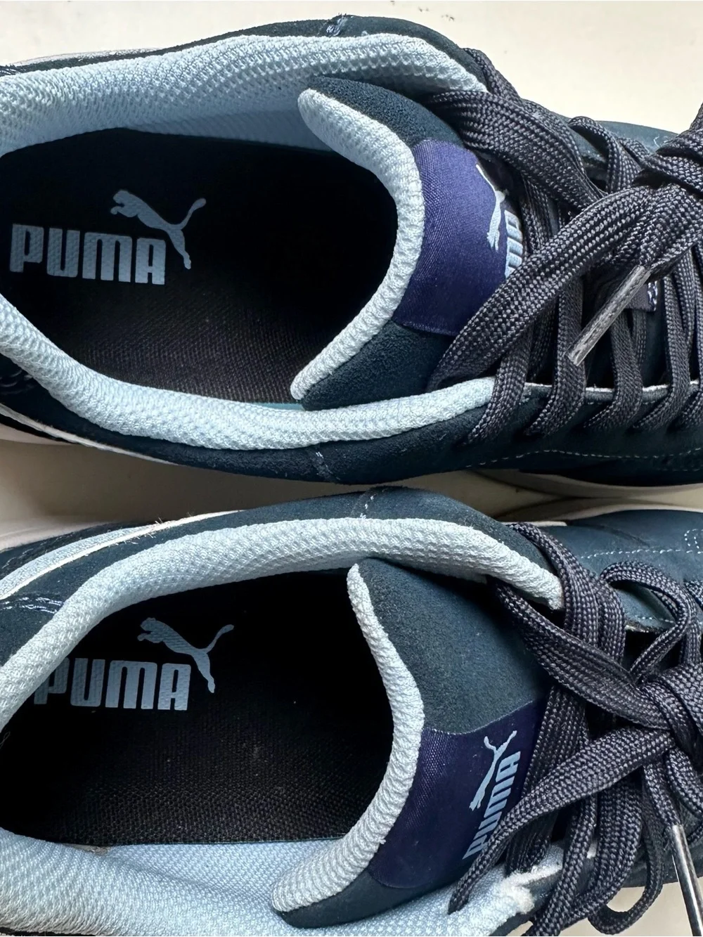 Puma Safety Shoes Men's Size 10 Navy Blue Suede Slip Resistant Work Sneakers